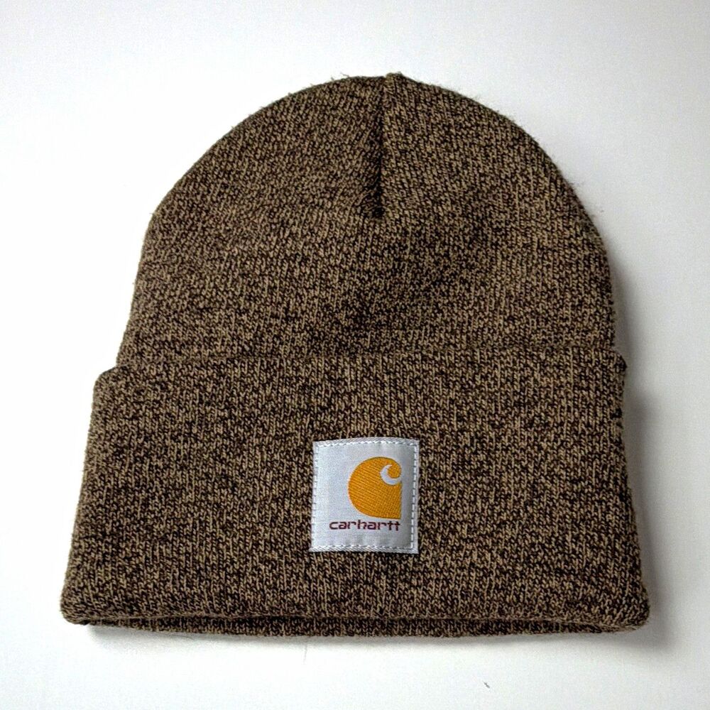 Carhartt Brown Knit Beanie Hat Solid Pattern Men's One Size Fits All